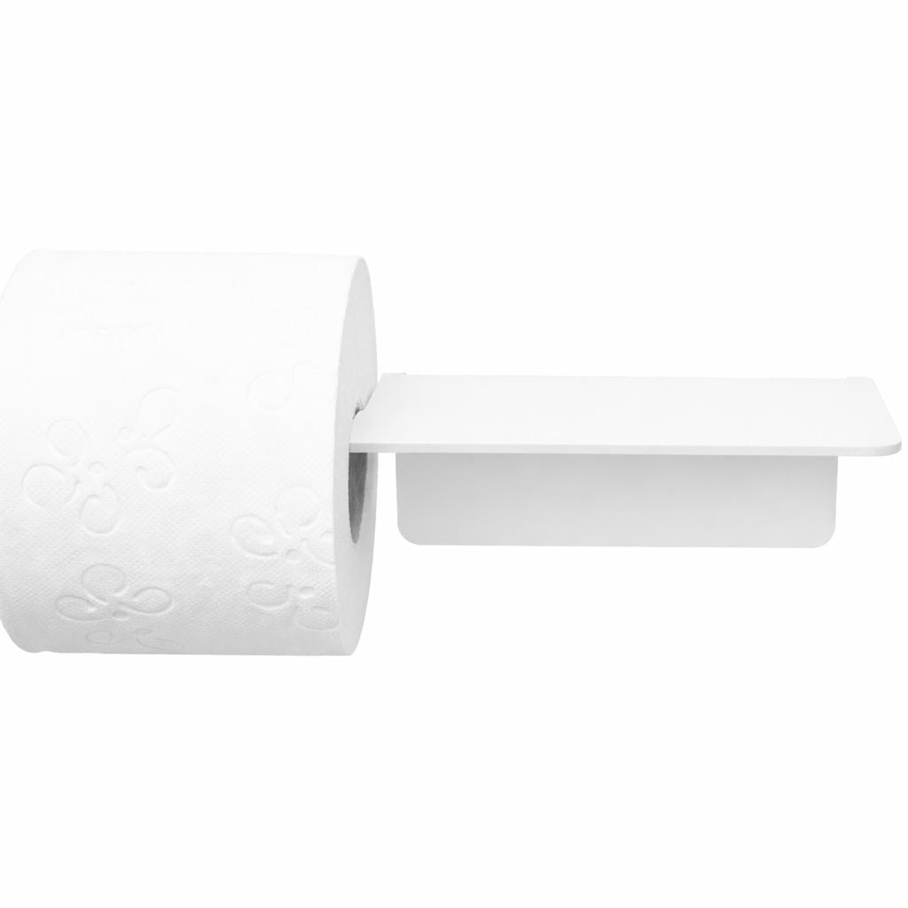 Radius Design WC-Rollenhalter mit Ablage PURORAGGIO – Toilettenpapierhalter mit Ablagefläche weiß – Freisteller auf weißem...